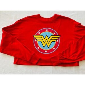 Wonder Woman Graphic Cropped‎ Long Sleeve Red T-Shirt Small DC Comics